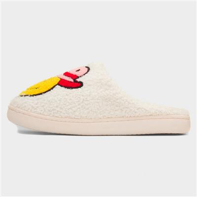 Womens Yellow Cowboy Happy Face Mule Slipper