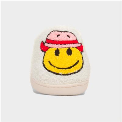 Womens Yellow Cowboy Happy Face Mule Slipper