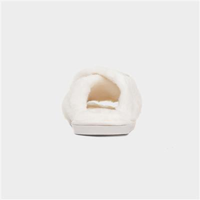 Wifey Womens Cream Fluffy Slipper