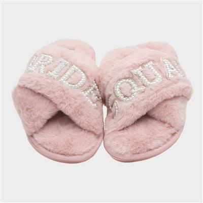 Bride Squad Womens Pink Fluffy Slipper
