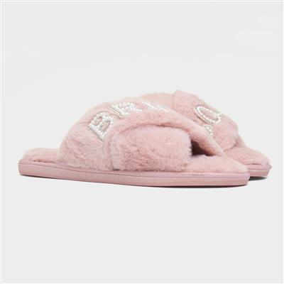 Bride Squad Womens Pink Fluffy Slipper