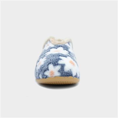 Daisy Womens Blue Floral Full Slipper