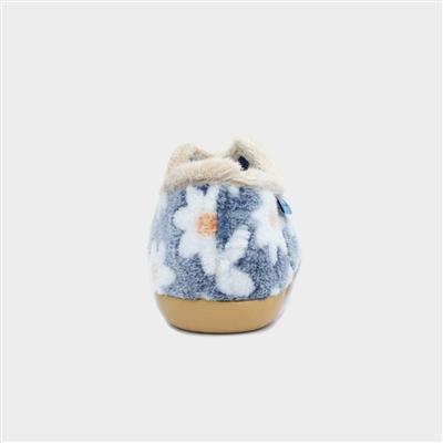Daisy Womens Blue Floral Full Slipper