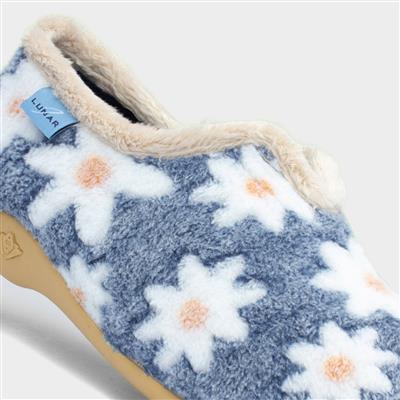 Daisy Womens Blue Floral Full Slipper