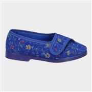GBS Womens Wilma Wide Fit Slipper in Blue (Click For Details)