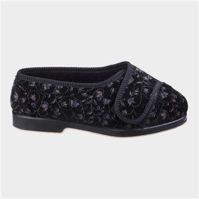 Womens Nola Extra Wide Fit Slipper in Black