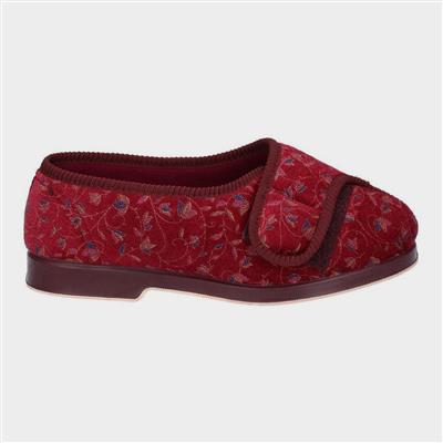 Womens Nola Extra Wide Fit Slipper in Red