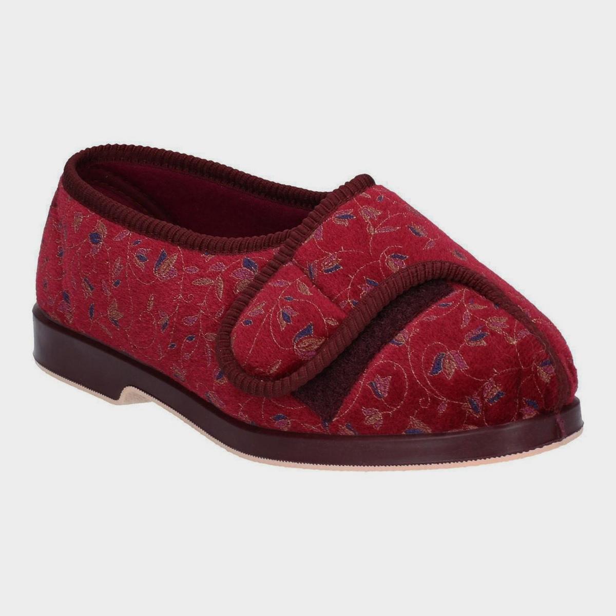 GBS Womens Nola Extra Wide Fit Slipper in Red-699089 | Shoe Zone