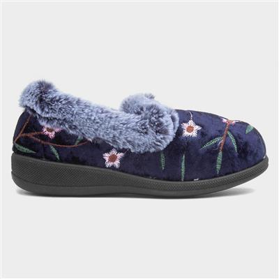 Mabel Womens Navy Wide Fit Slipper