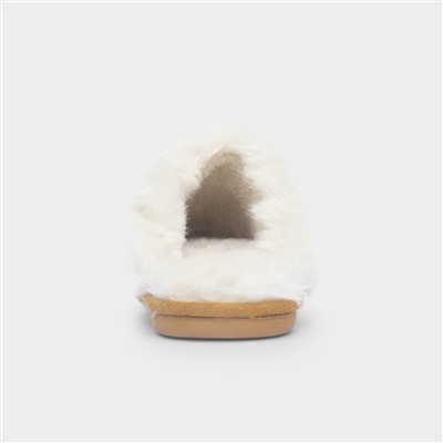 Inaya Womens Chestnut Mule Faux Fur Slipper