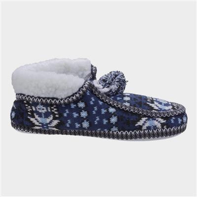 Womens Lapland Knitted Slipper in Blue