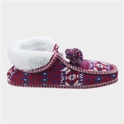 Womens Lapland Knitted Slipper in Red