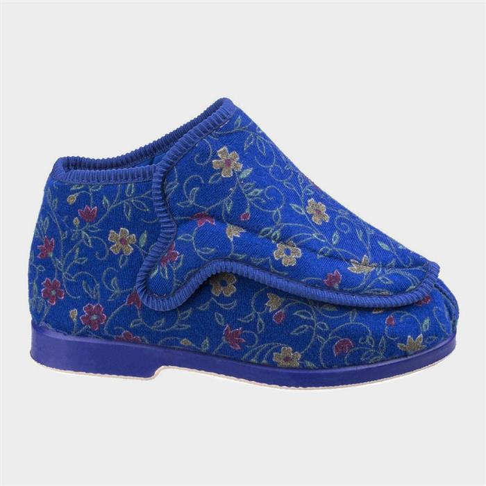 GBS Rhona Womens Blue Extra Wide Fit Slipper-699183 | Shoe Zone