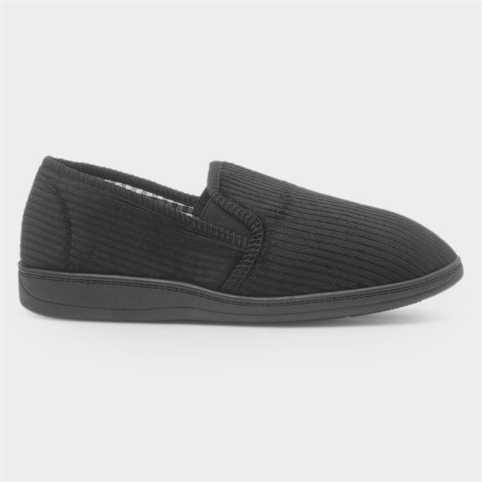 Harry Mens Black Wide Fit Full Slipper