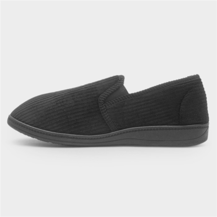 Harry Mens Black Wide Fit Full Slipper