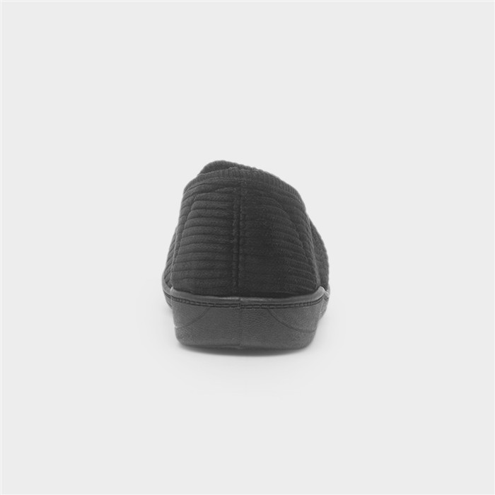Harry Mens Black Wide Fit Full Slipper