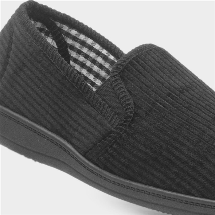Harry Mens Black Wide Fit Full Slipper
