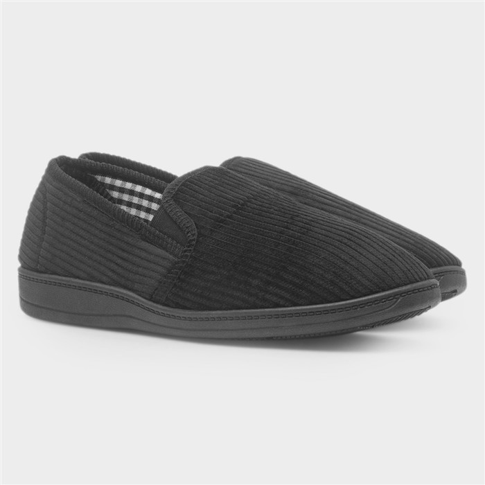 Harry Mens Black Wide Fit Full Slipper