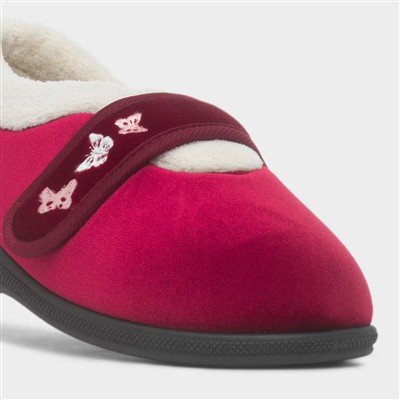 Matilda Womens Wine Wide Fit Slipper