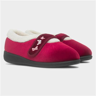 Matilda Womens Wine Wide Fit Slipper