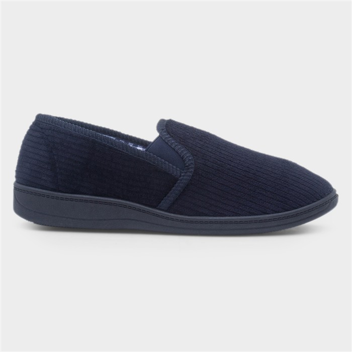 Harry Mens Navy Wide Fit Full Slipper