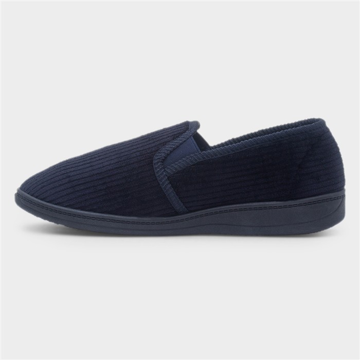 Harry Mens Navy Wide Fit Full Slipper