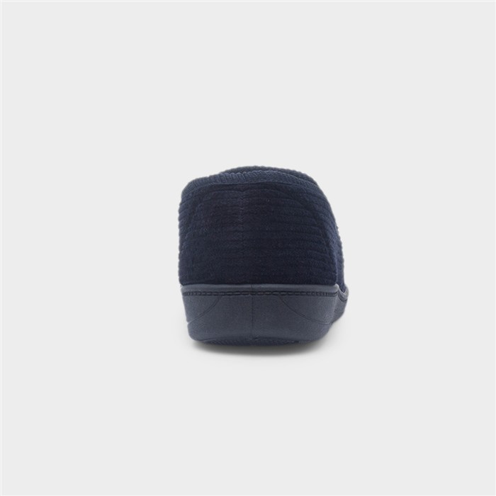 Harry Mens Navy Wide Fit Full Slipper