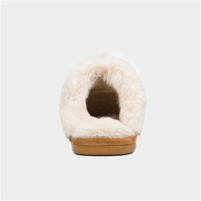 Womens Chestnut Faux Fur Lined Mule Slipper