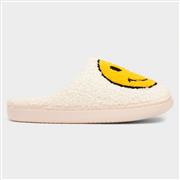 Krush Womens Cream Yellow Happy Face Mule Slipper (Click For Details)