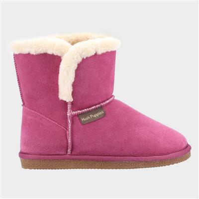 Ashleigh Womens Pink Leather Bootie