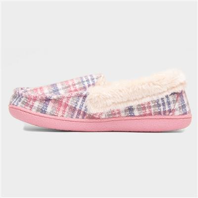 Thistle Womens Pink Tartan Moccasin
