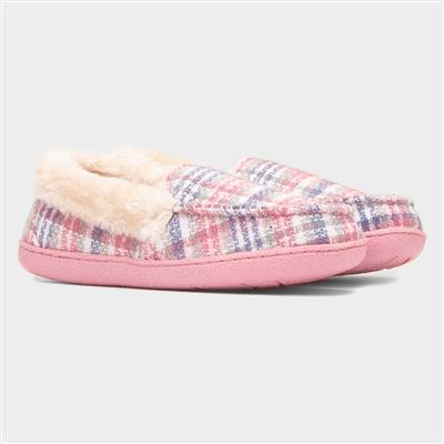 Thistle Womens Pink Tartan Moccasin