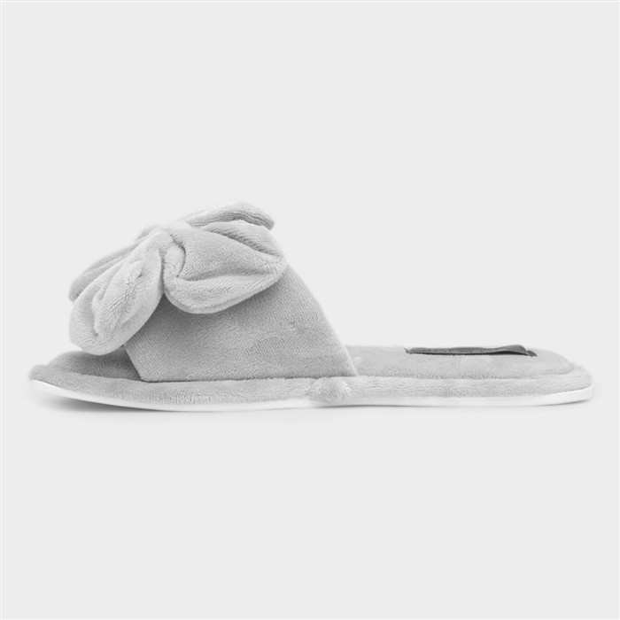 Fanfare Womens Grey Open Toe Mule Slipper