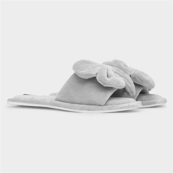 Fanfare Womens Grey Open Toe Mule Slipper