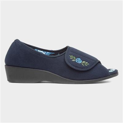 Molly Womens Navy Wide Fit Slipper