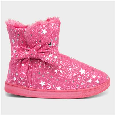 Tinkerbell Girls Pink Star Bootie Slipper