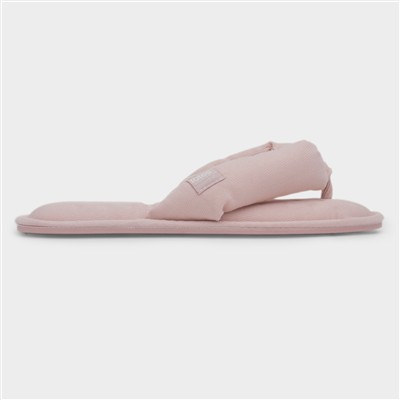 Womens Pink Toe Post Mule Slipper