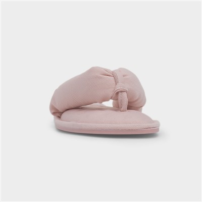 Womens Pink Toe Post Mule Slipper