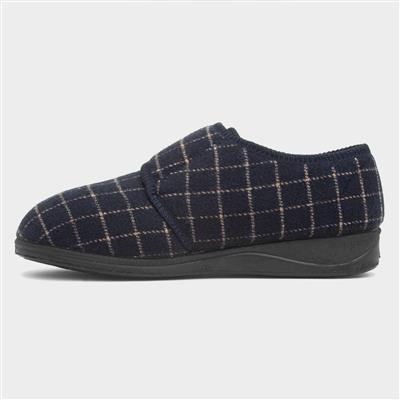 Dennis Mens Navy Wider Fit Slipper