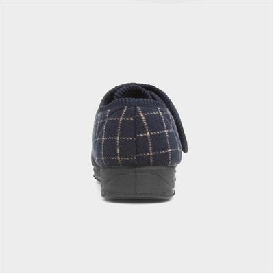 Dennis Mens Navy Wider Fit Slipper