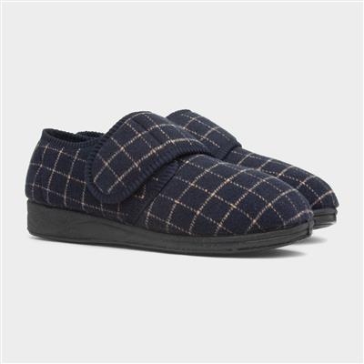 Dennis Mens Navy Wider Fit Slipper