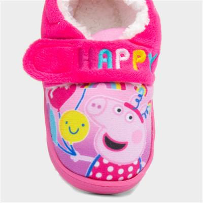 Peppa Pig Happy Balloons Kids Pink Slipper-699423 | Shoe Zone