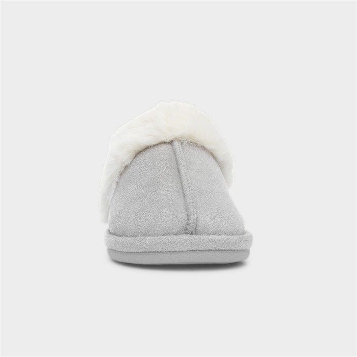 Inaya Grey Womens Mule Faux Fur Slipper