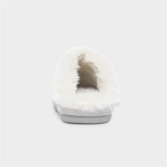Inaya Grey Womens Mule Faux Fur Slipper