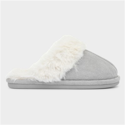 Inaya Grey Womens Mule Faux Fur Slipper