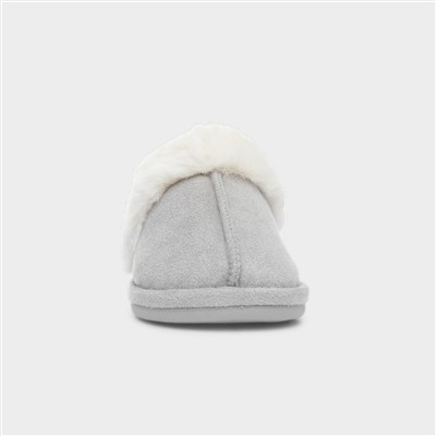 Inaya Grey Womens Mule Faux Fur Slipper