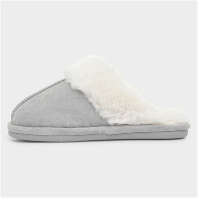Inaya Grey Womens Mule Faux Fur Slipper