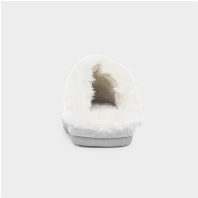Inaya Grey Womens Mule Faux Fur Slipper