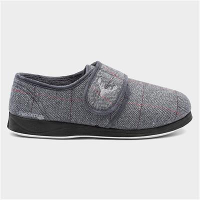 Charles Mens Grey Wide Fit Slippers