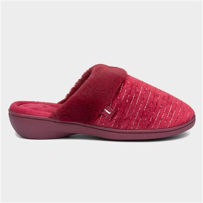Sparkle Womens Red Mule Slippers